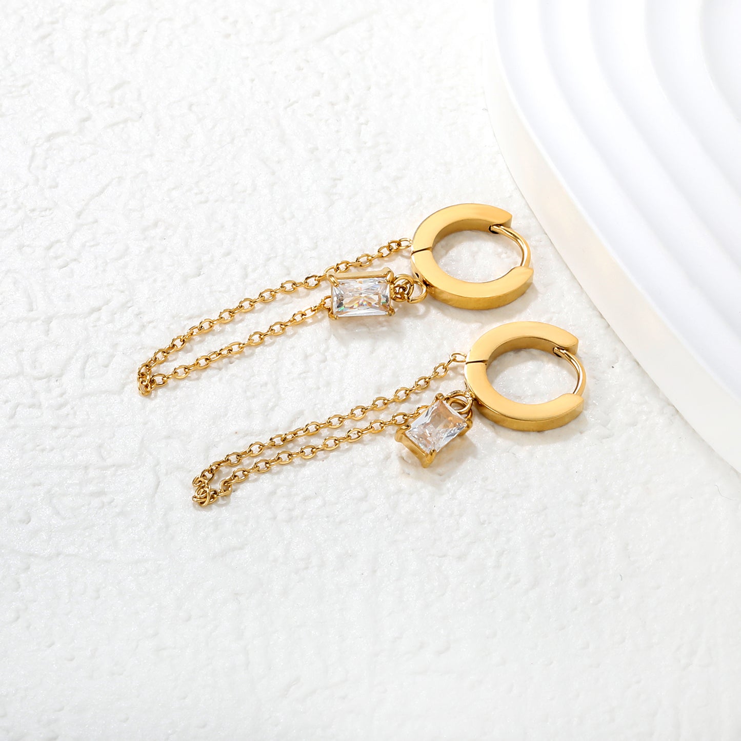 Hoop & Dangling Chain Earrings