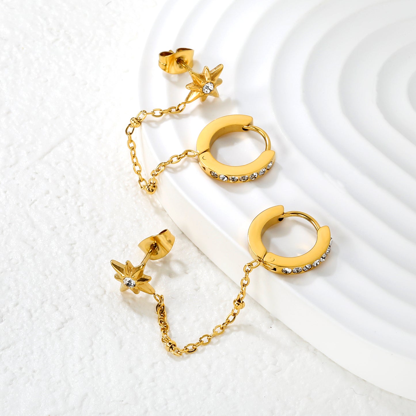 Star Dangling Chain Earrings