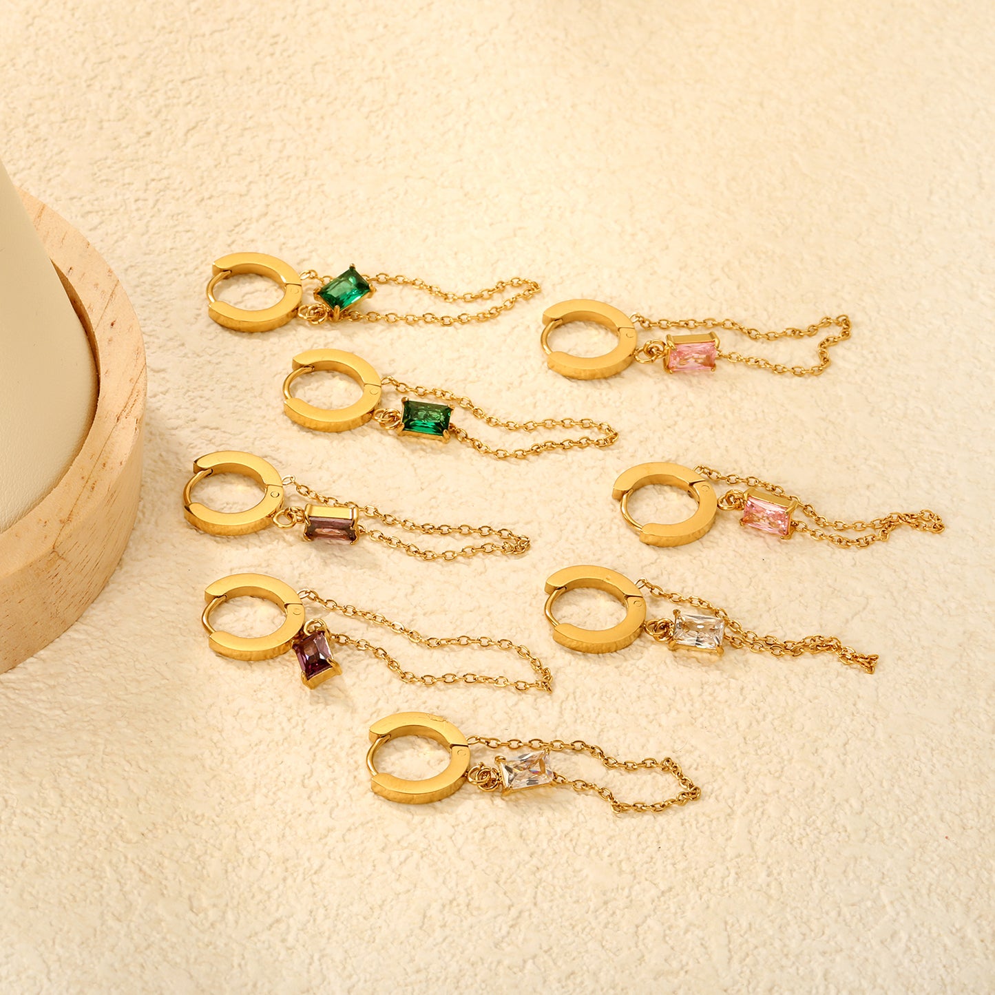 Hoop & Dangling Chain Earrings