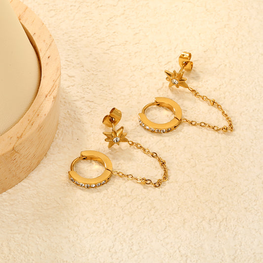 Star Dangling Chain Earrings