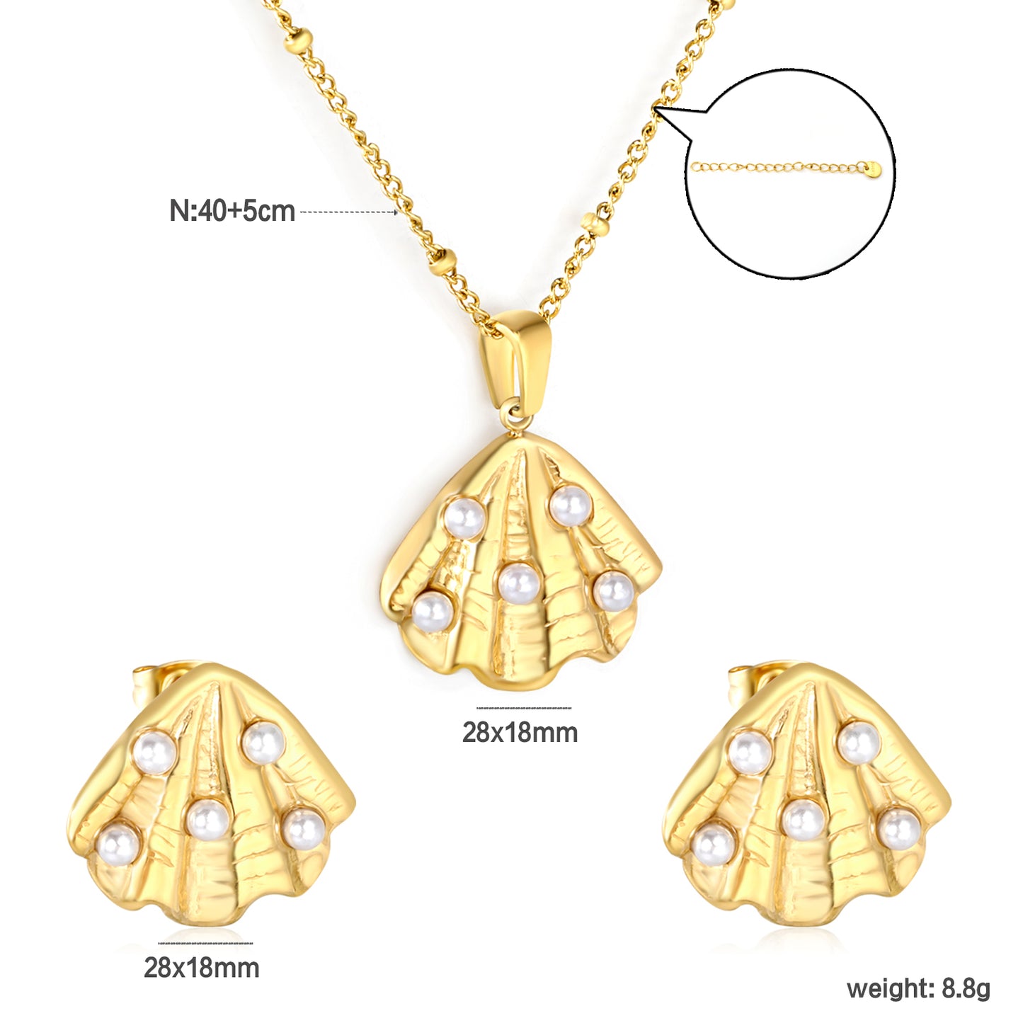 Ocean Pearl Shell Necklace Set
