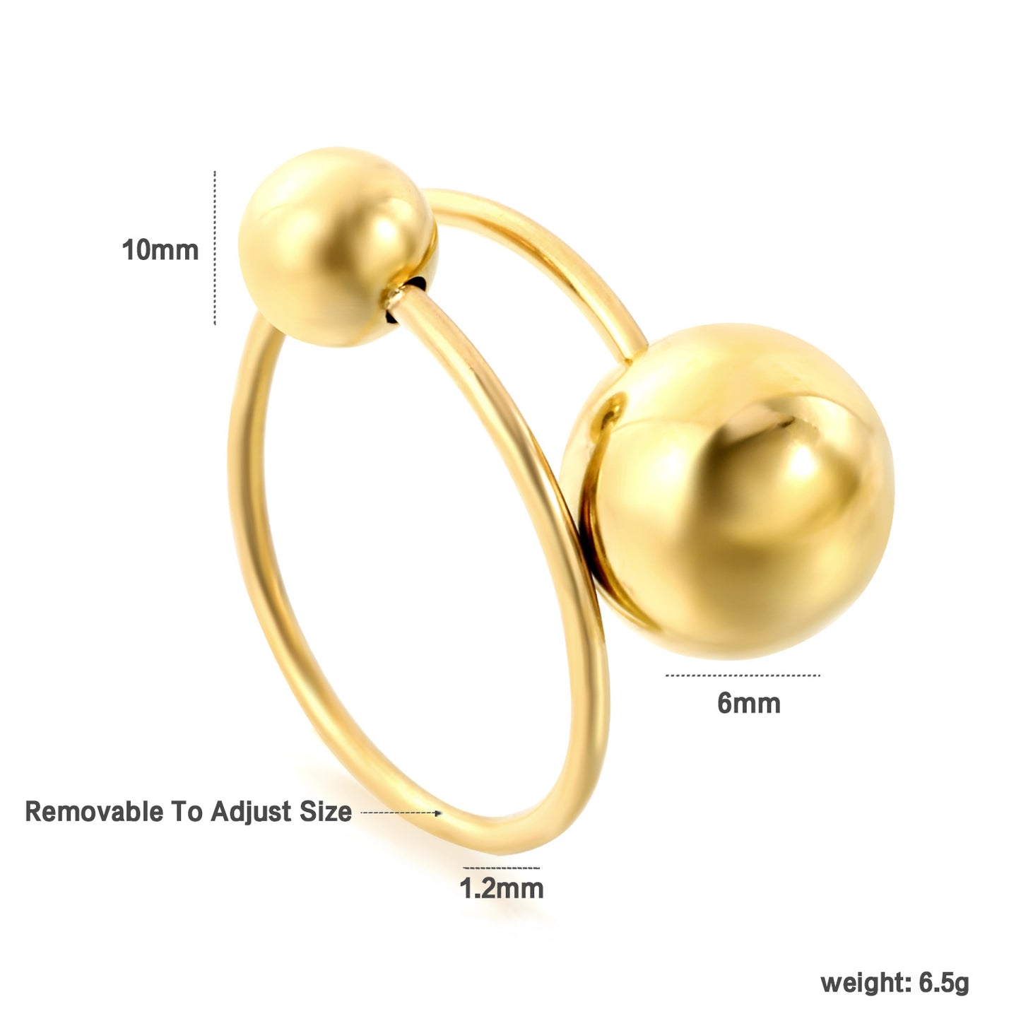 Ball Adjustable Gold Ring