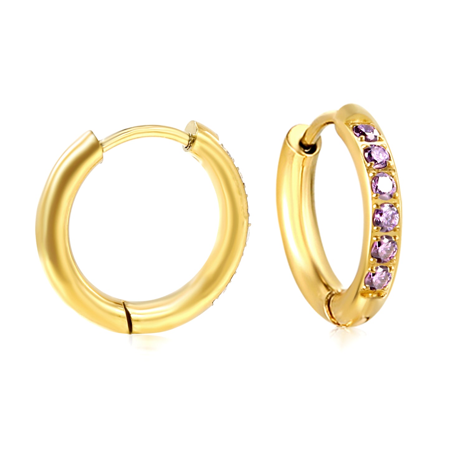 Mini Signature Amethyst Hoop Earrings