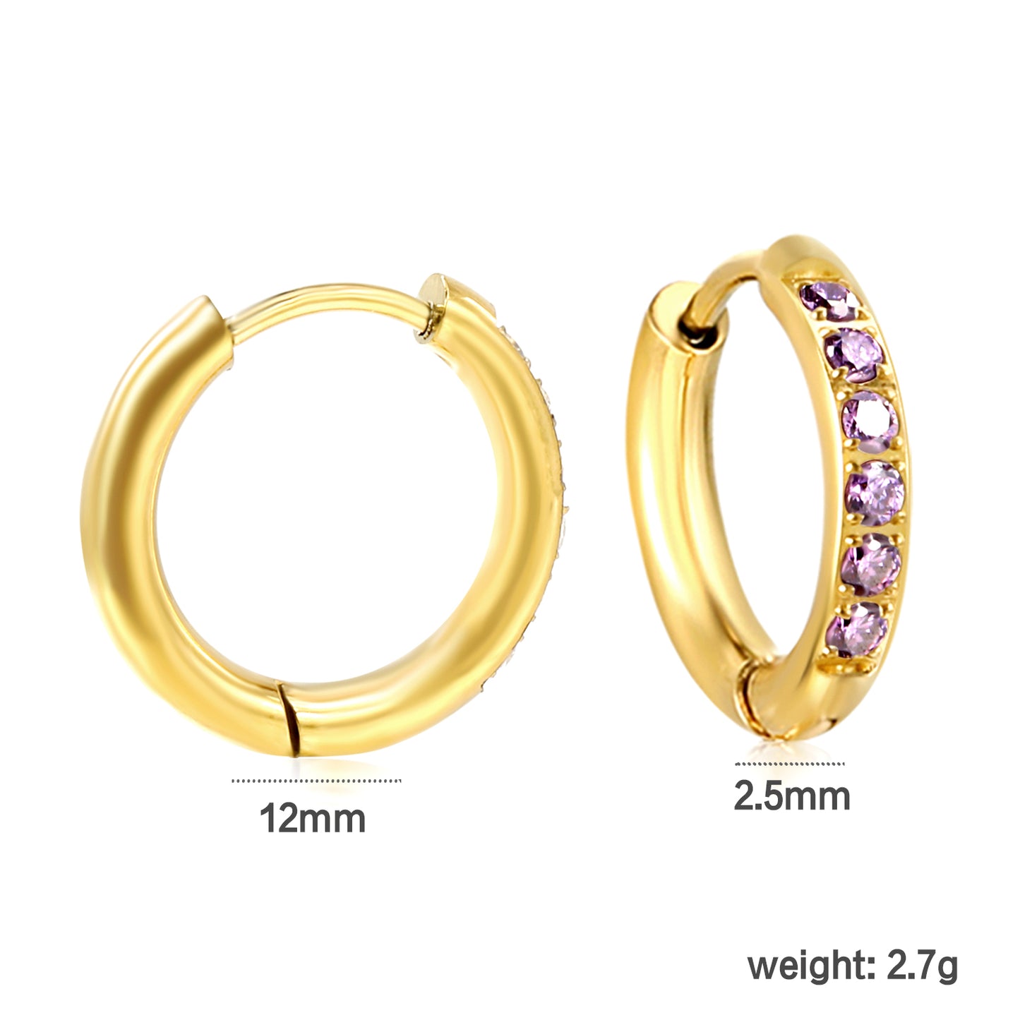 Mini Signature Amethyst Hoop Earrings