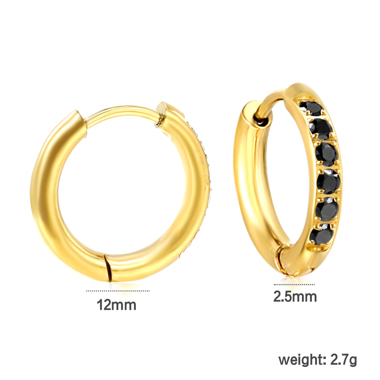 Mini Signature Black Hoop Earrings