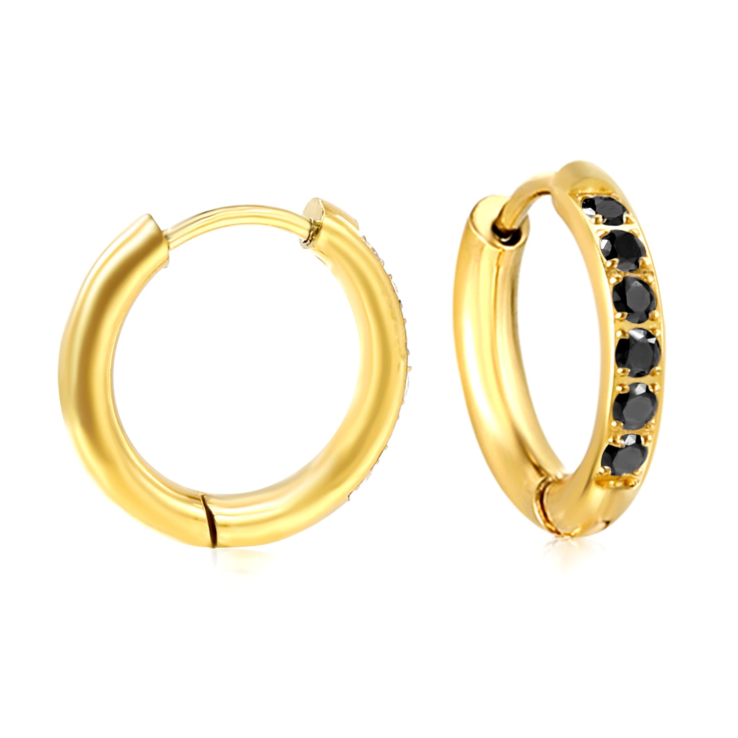 Mini Signature Black Hoop Earrings