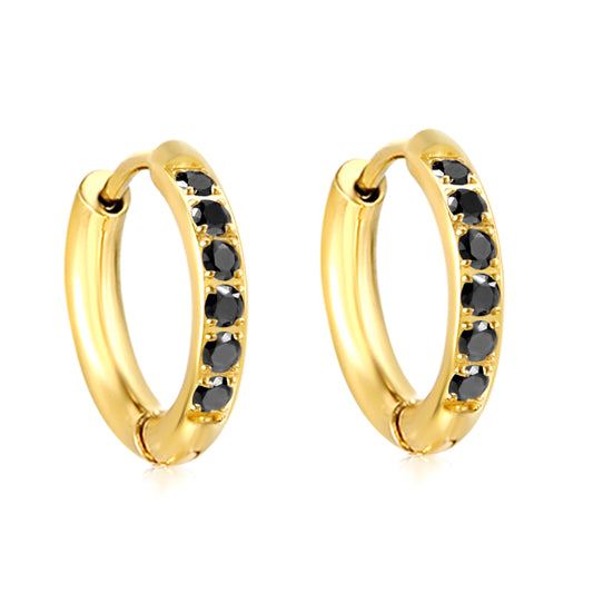 Mini Signature Black Hoop Earrings