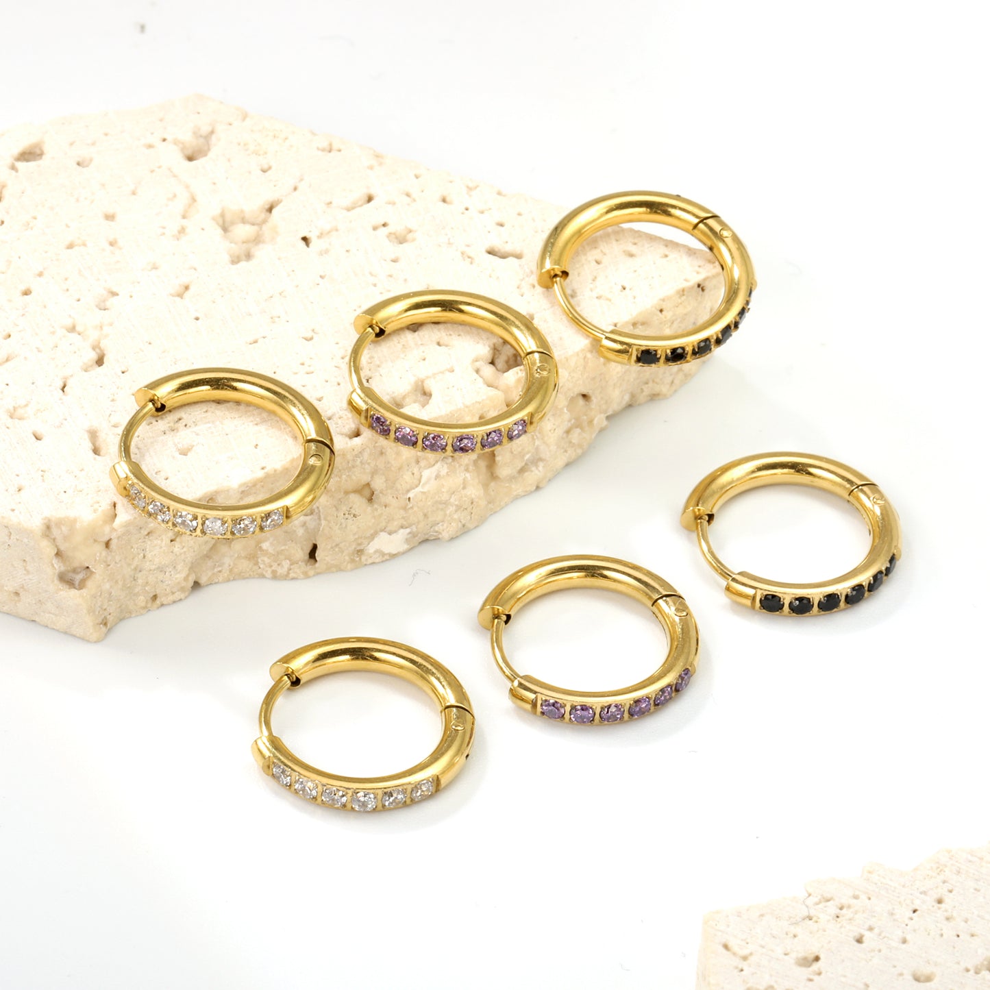 Mini Signature Black Hoop Earrings