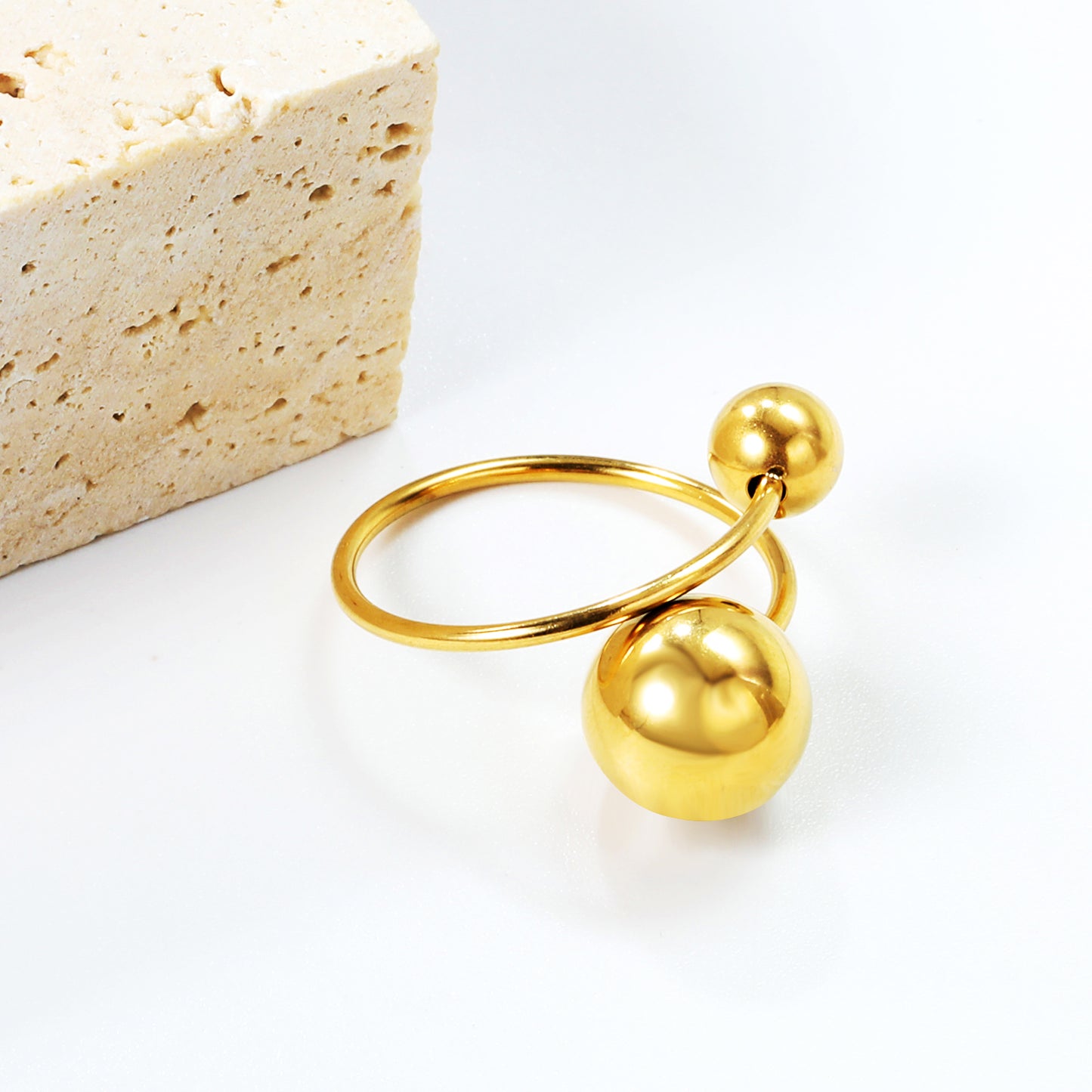 Ball Adjustable Gold Ring