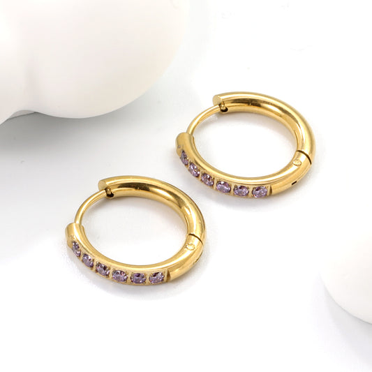 Mini Signature Amethyst Hoop Earrings