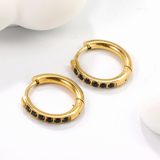 Mini Signature Black Hoop Earrings