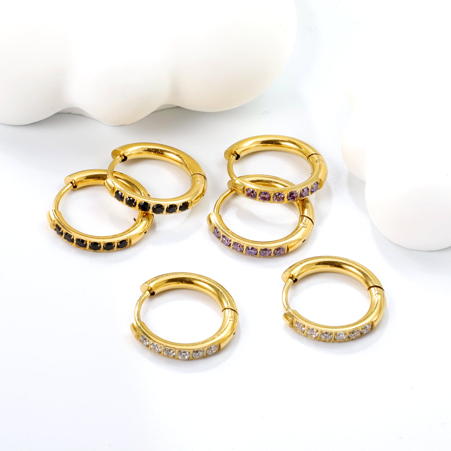 Mini Signature Black Hoop Earrings