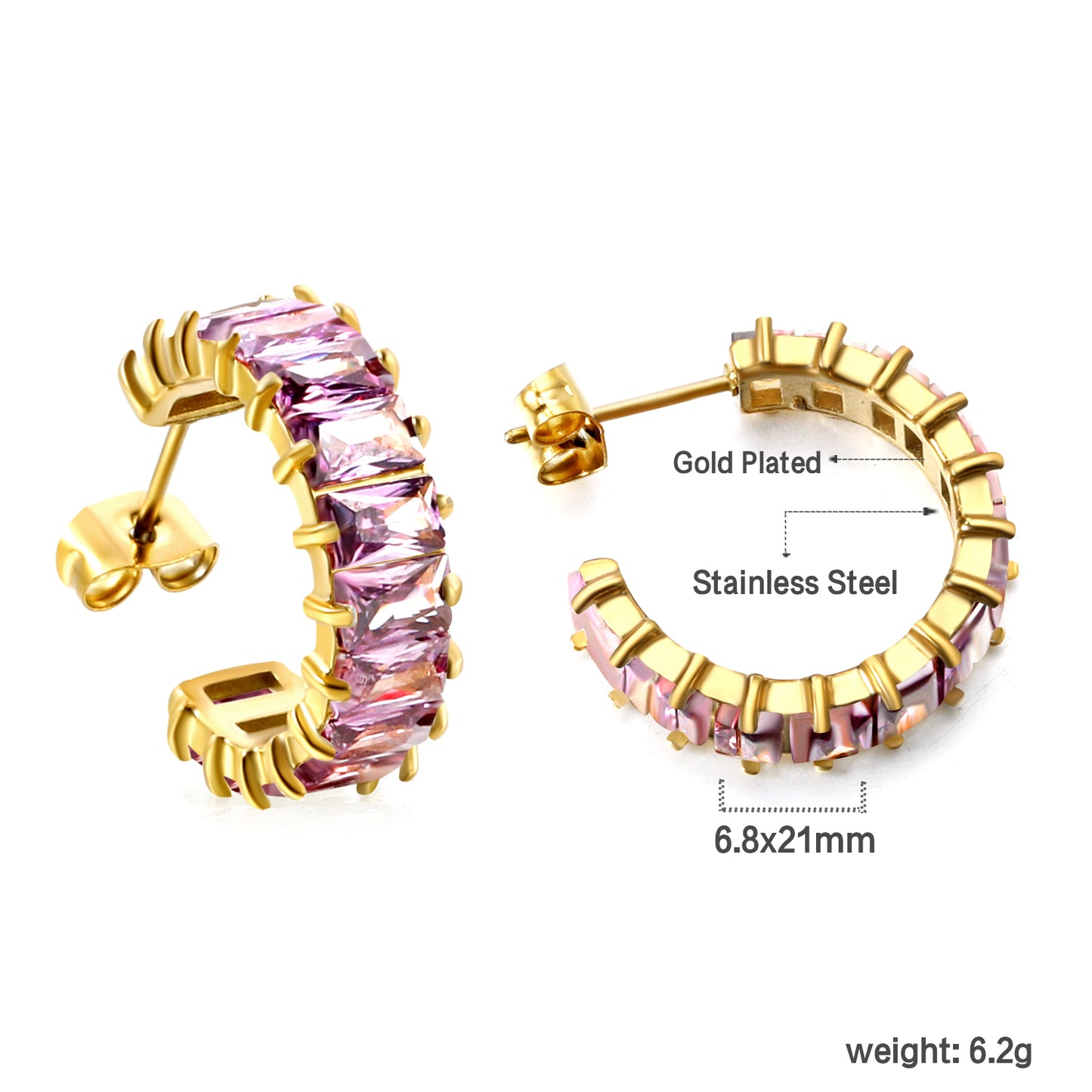 Crystal Curve Gold Earrings