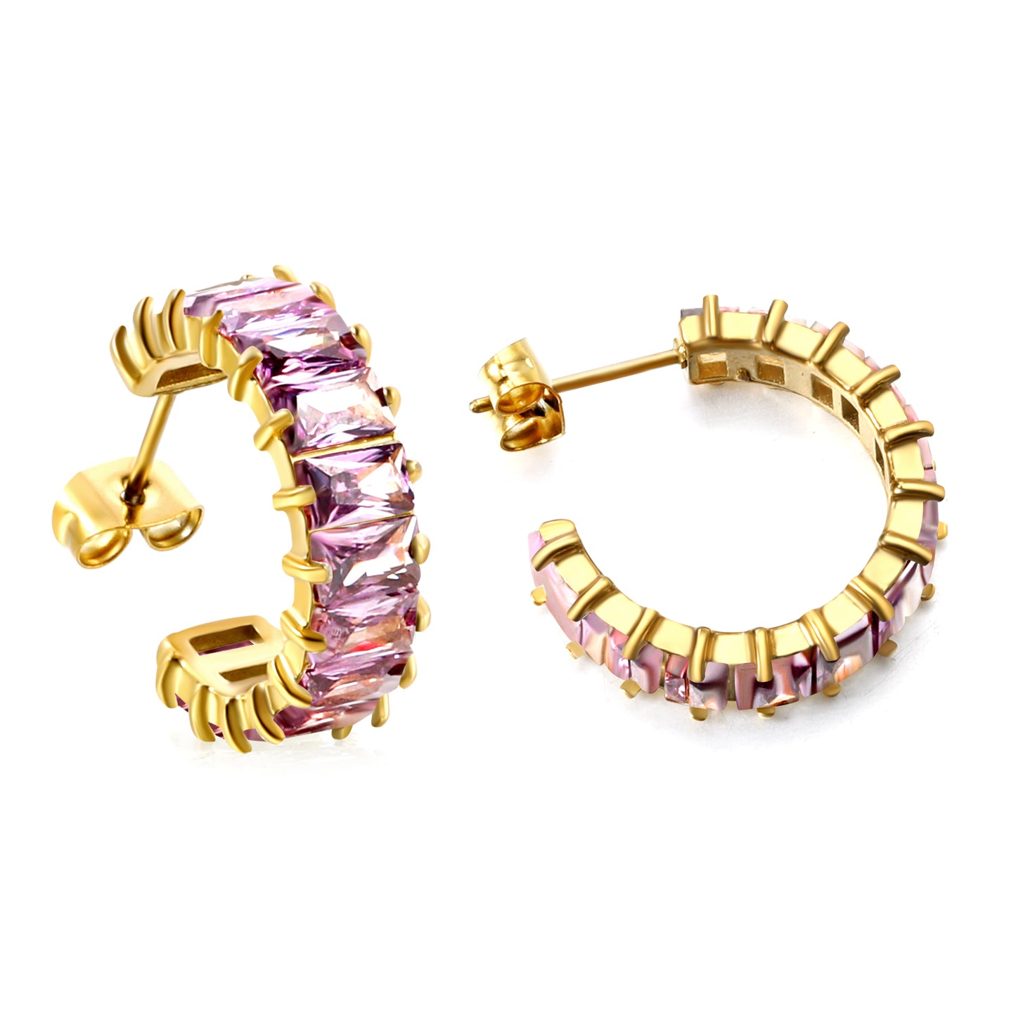 Crystal Curve Gold Earrings