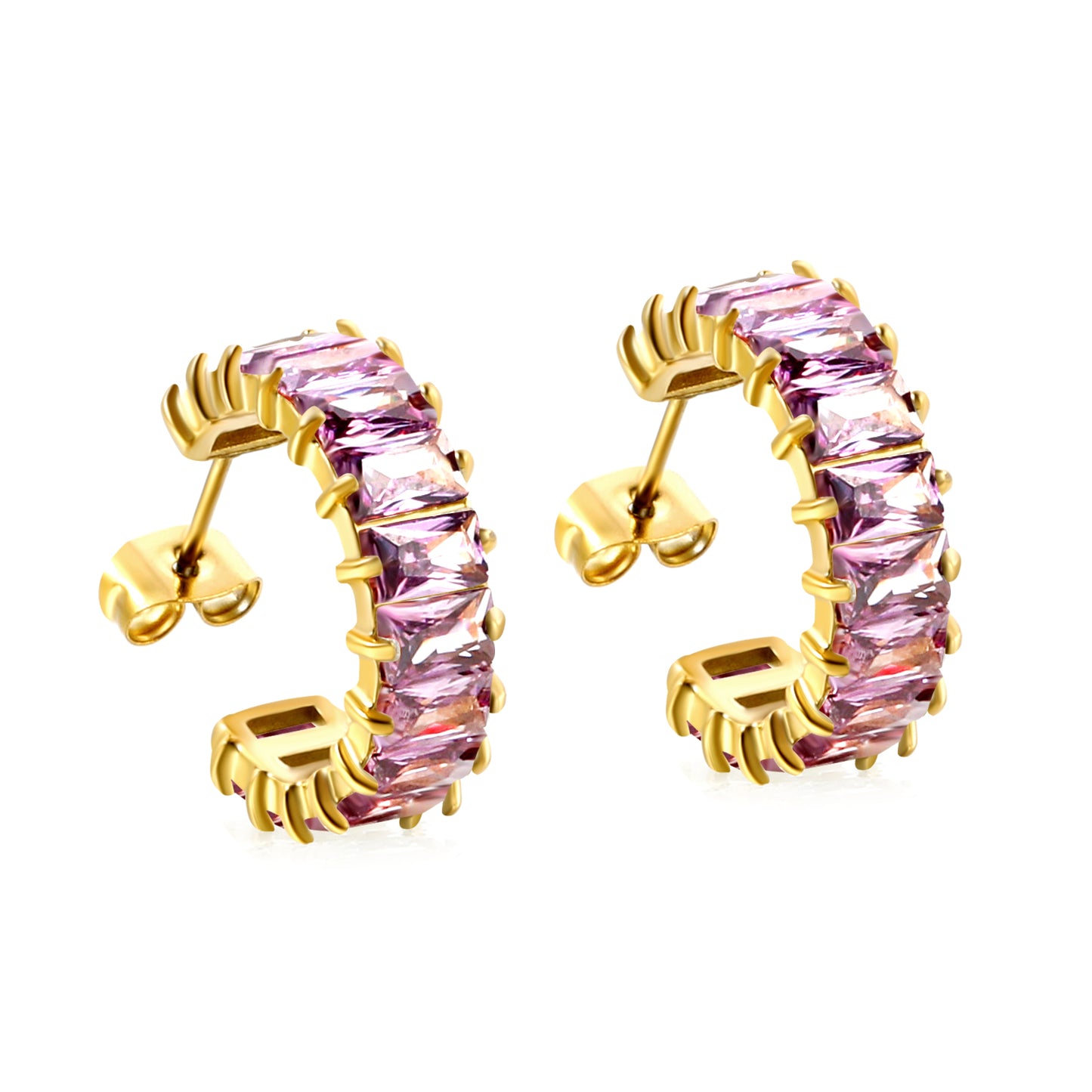 Crystal Curve Gold Earrings