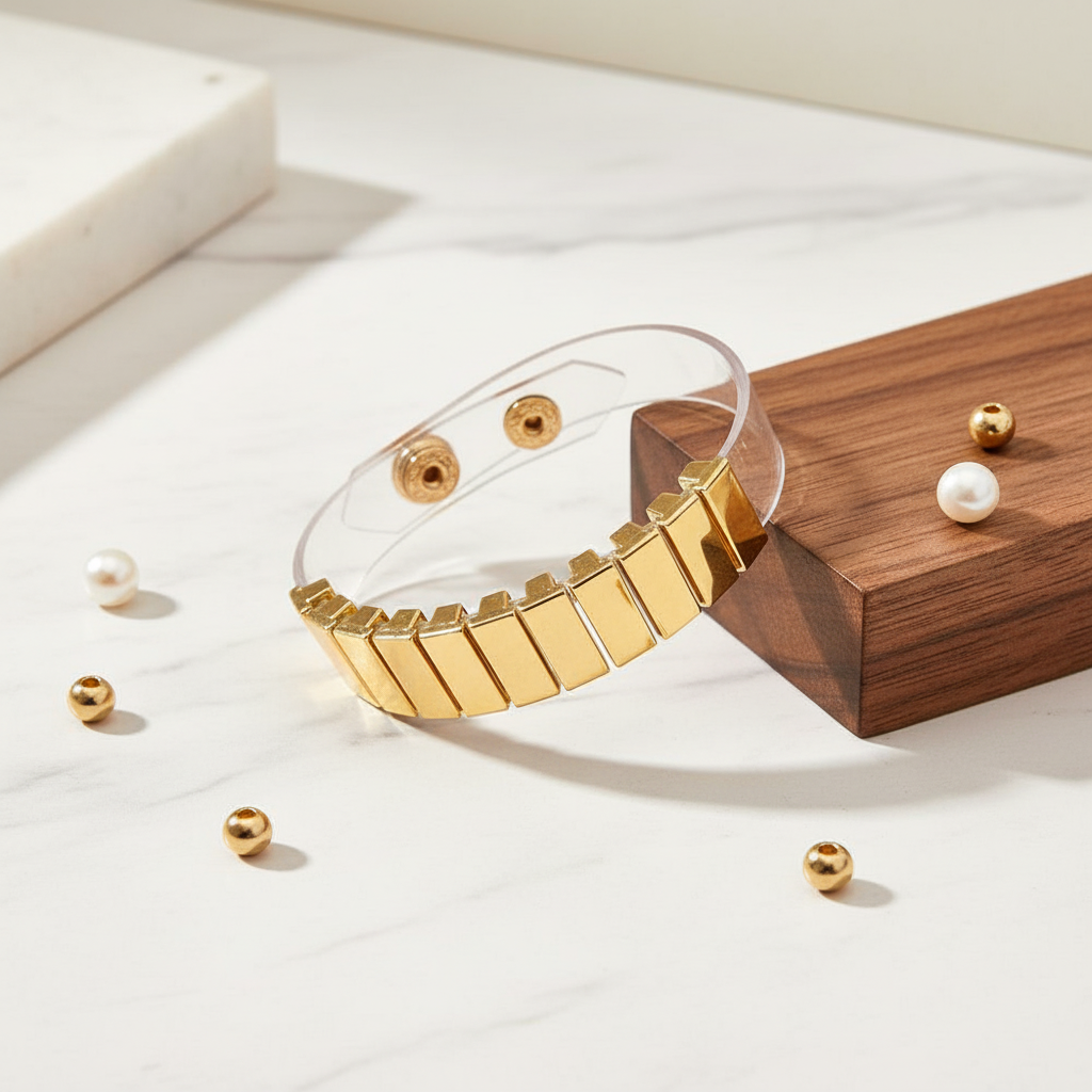 Golden Grid Band Bracelet