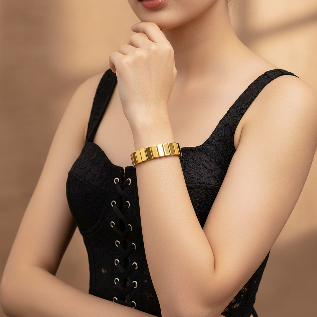 Golden Grid Band Bracelet