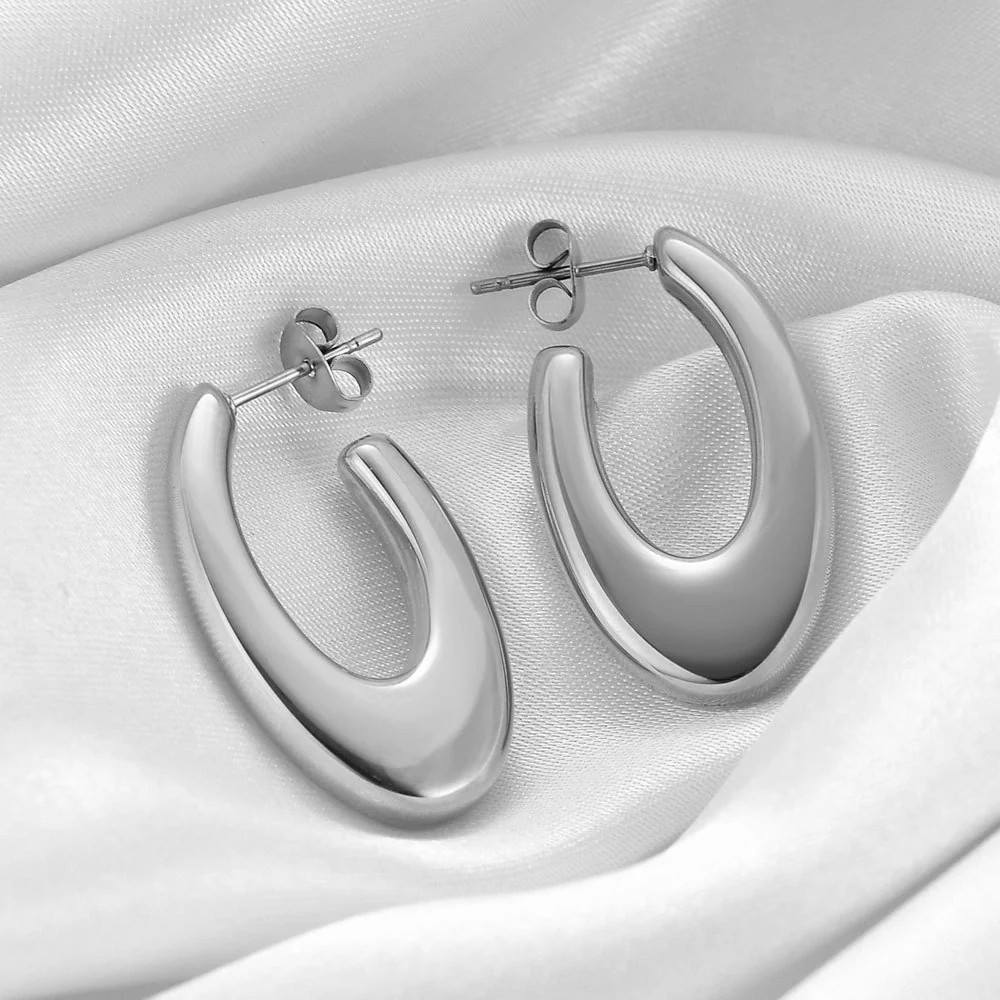 Bold Flat Silver Earrings