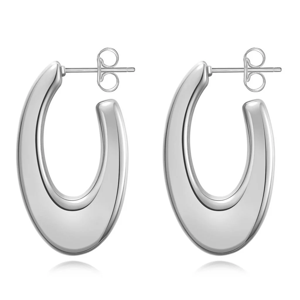 Bold Flat Silver Earrings