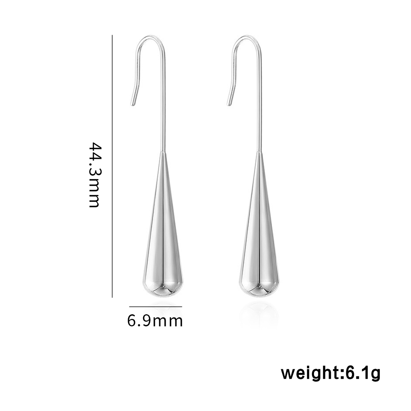 Rear Drop Silver Earrings