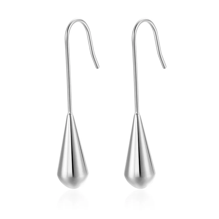 Rear Drop Silver Earrings