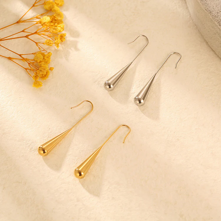 Rear Drop Silver Earrings