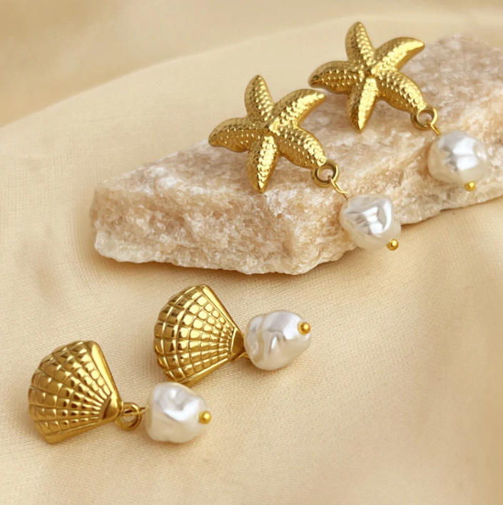 StarFish Pearl Earrings