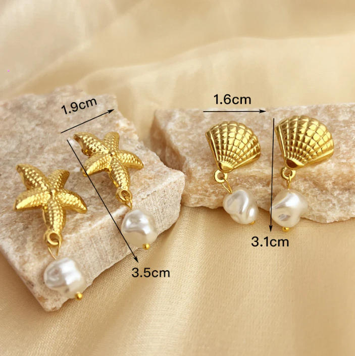 StarFish Pearl Earrings