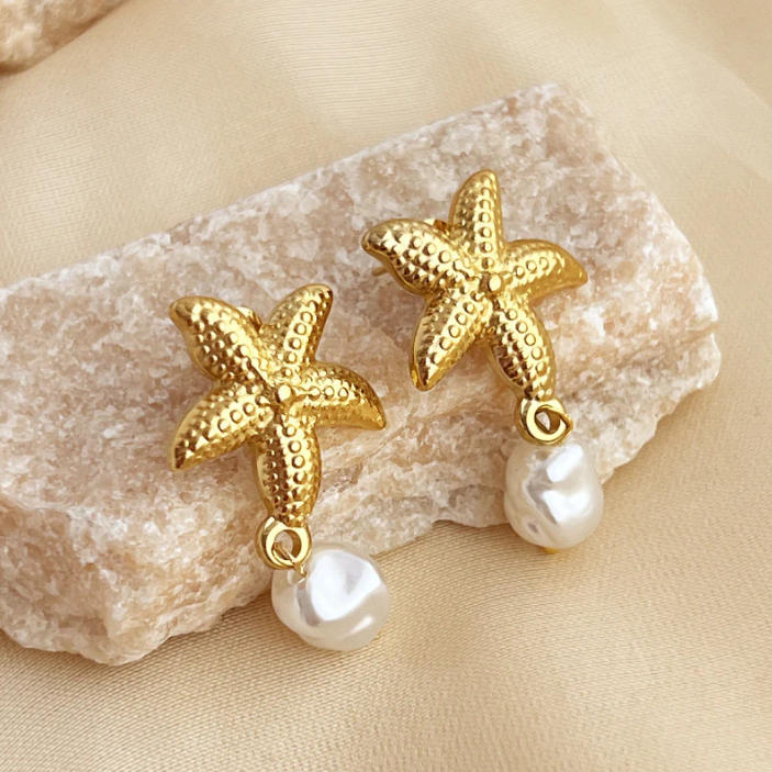 StarFish Pearl Earrings