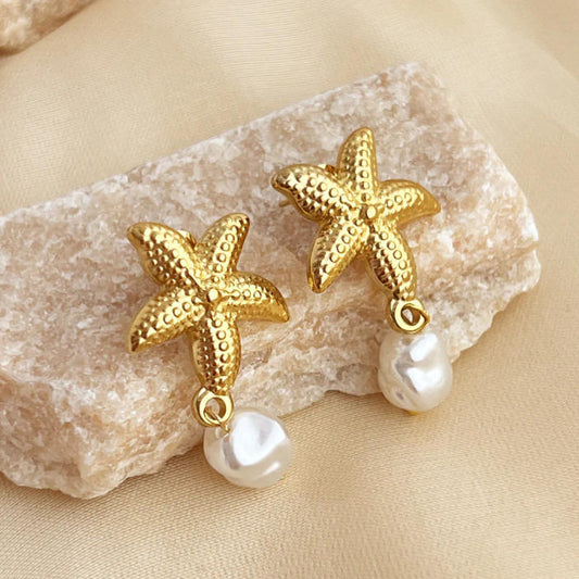 StarFish Pearl Earrings