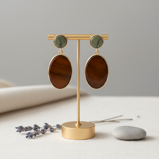 Rust And Sage Oval Earrings