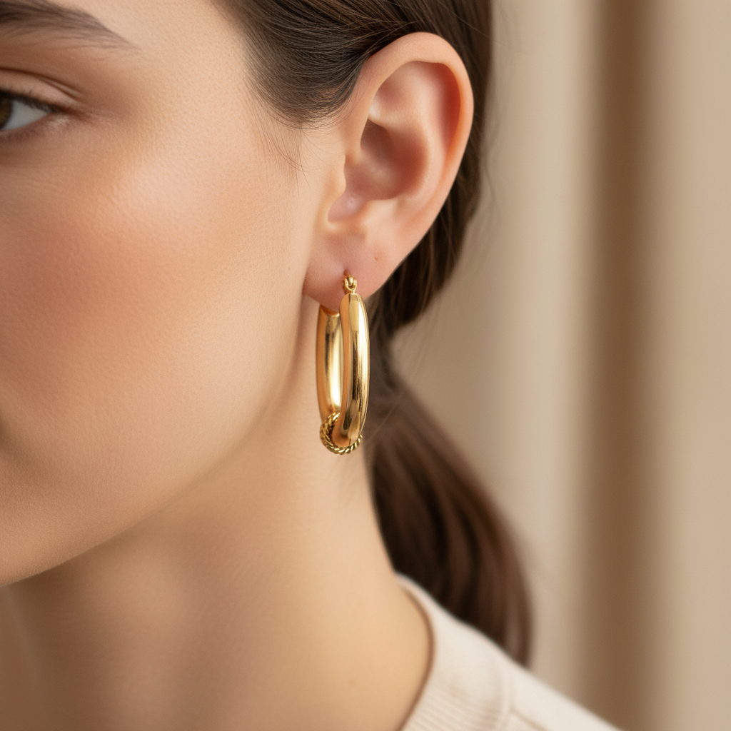 Gold Tyre Hoop Earrings