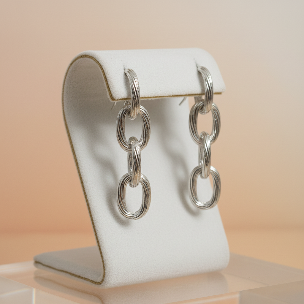 Linked Silver Chain Drop Earrings