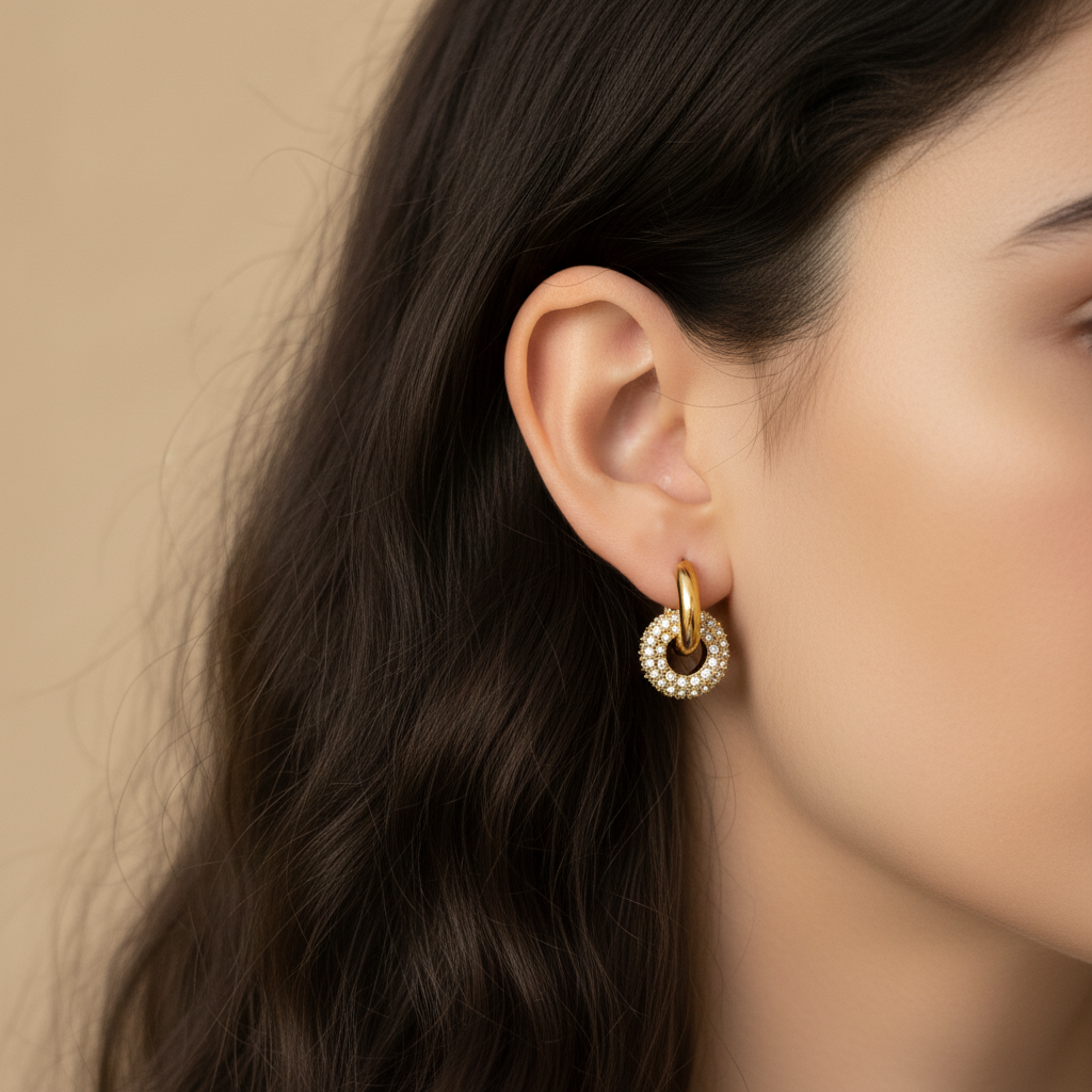 Studded Huggie Hoops