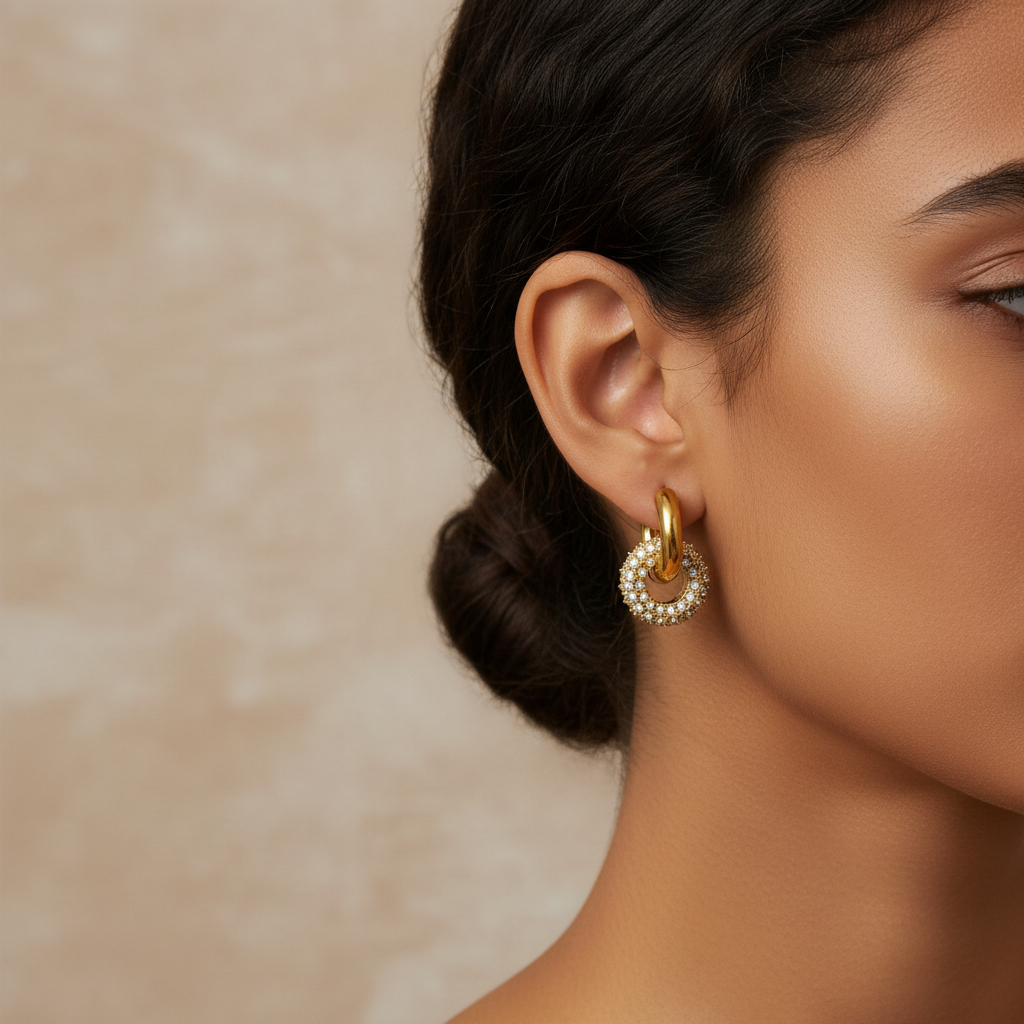 Studded Huggie Hoops