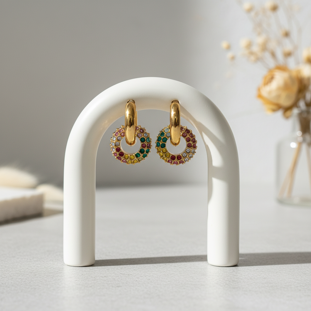 Rainbow Huggie Hoops