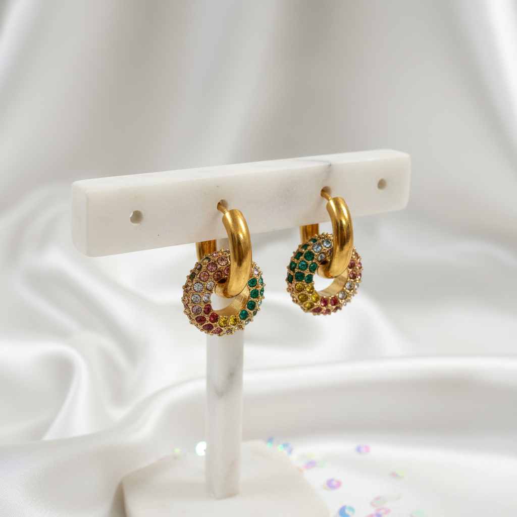 Rainbow Huggie Hoops