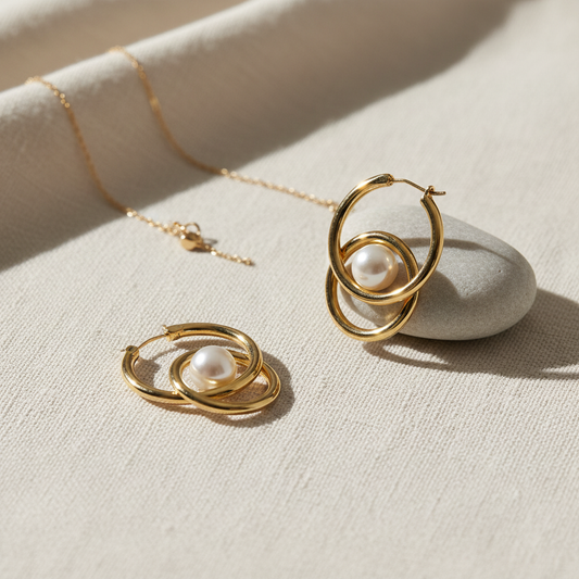 Golden Pearl Drop Earrings