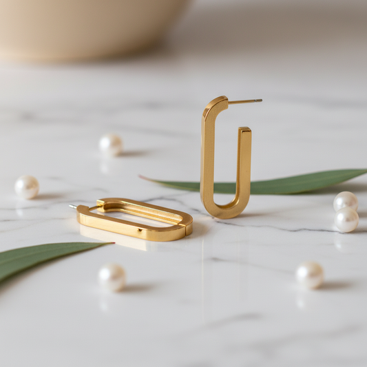 U-Shaped Golden Hoop Earrings