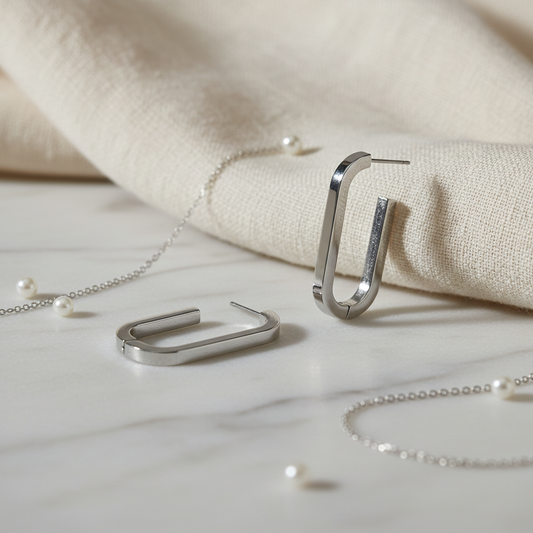 U-Shaped Silver Hoop Earrings