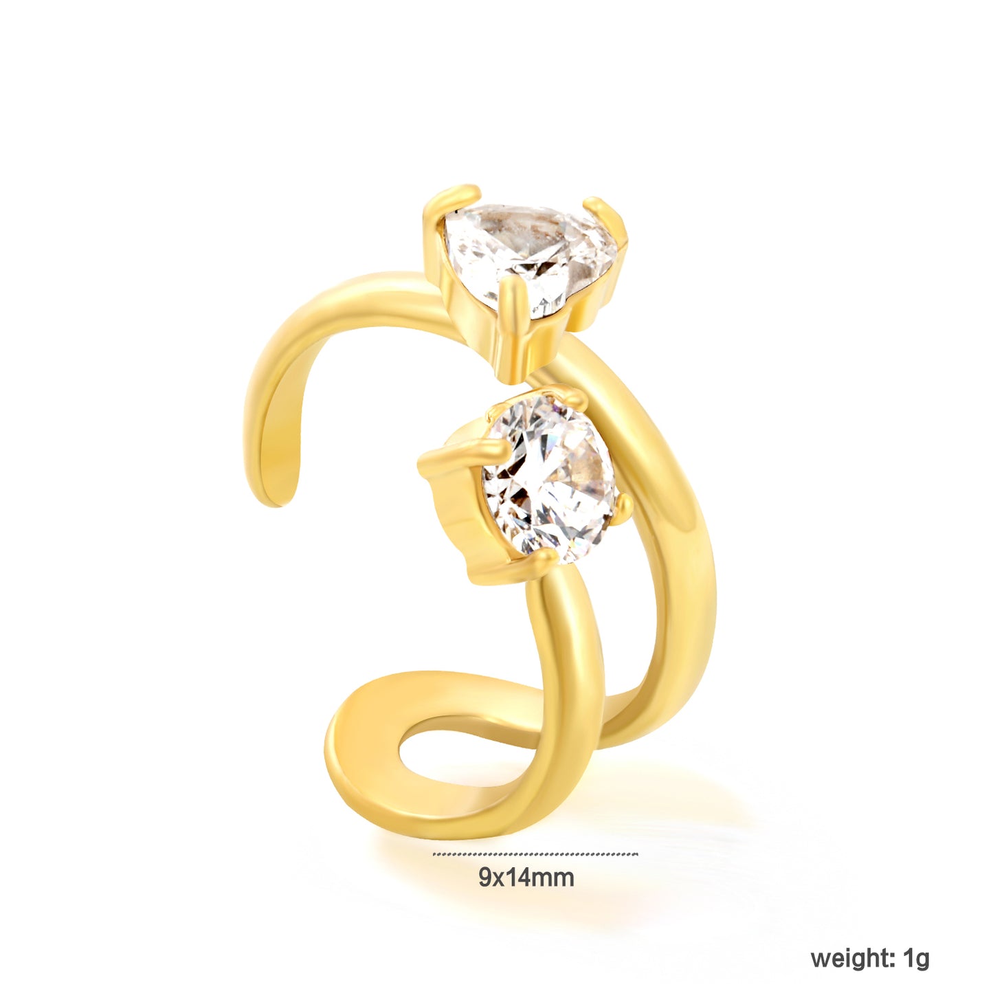 Dual Diamond Earcuff single piece