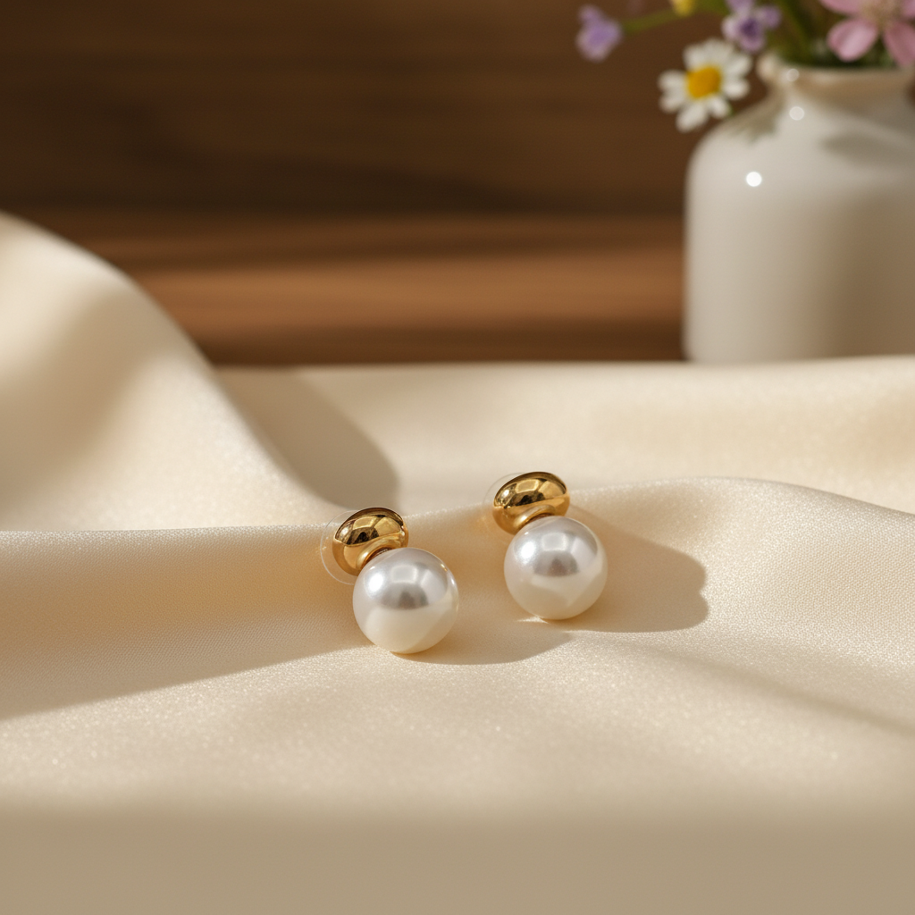 Pearl Gold Stud Earrings