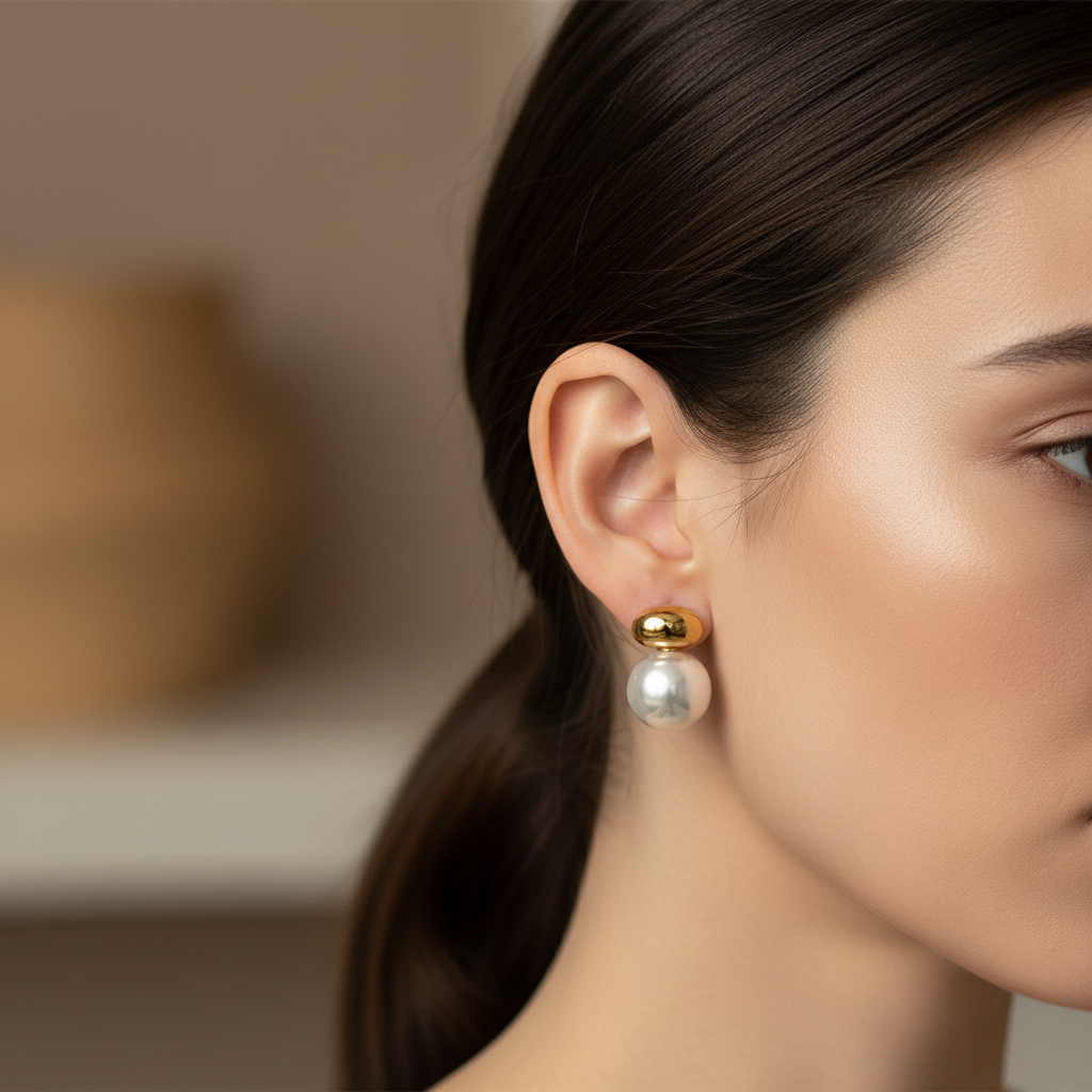 Pearl Gold Stud Earrings