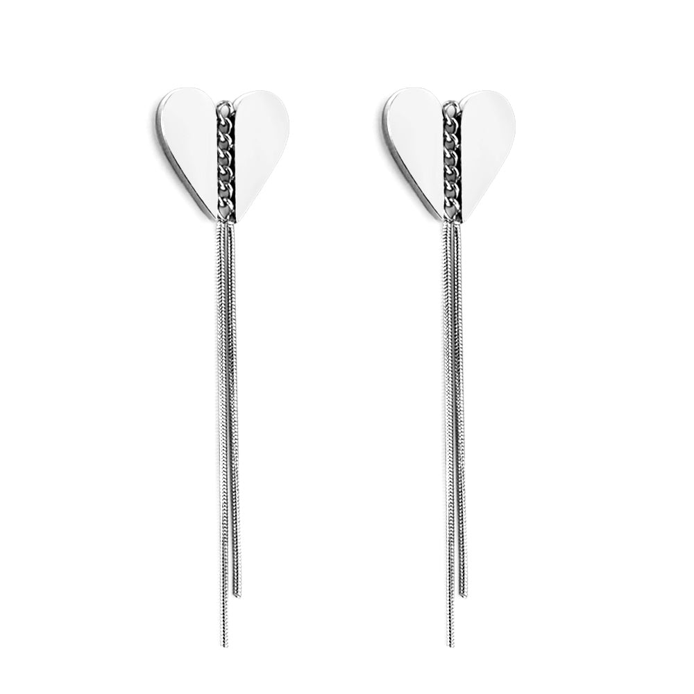Swaying Heart Silver Earrings