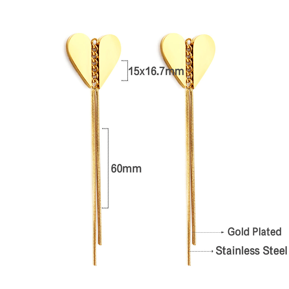Swaying Heart Gold Earrings