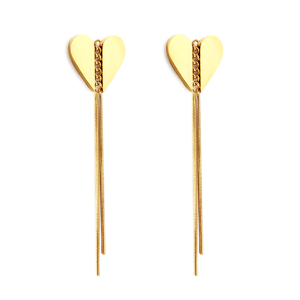 Swaying Heart Gold Earrings