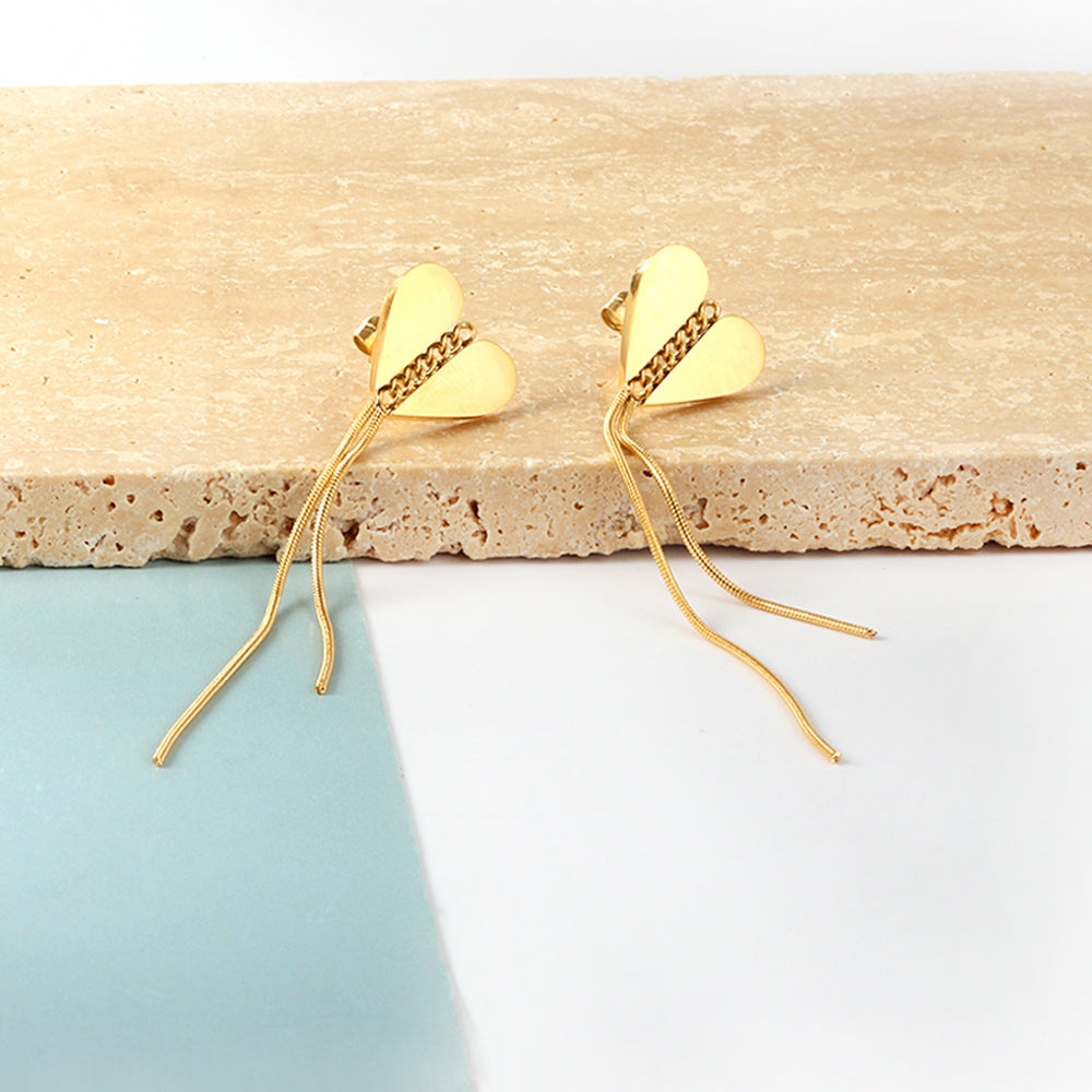 Swaying Heart Gold Earrings
