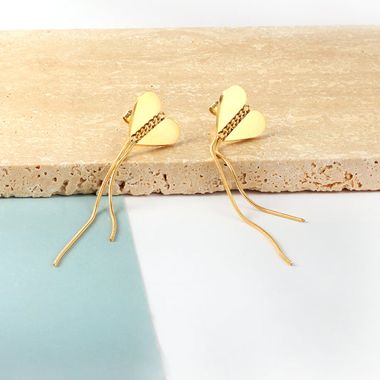 Swaying Heart Gold Earrings