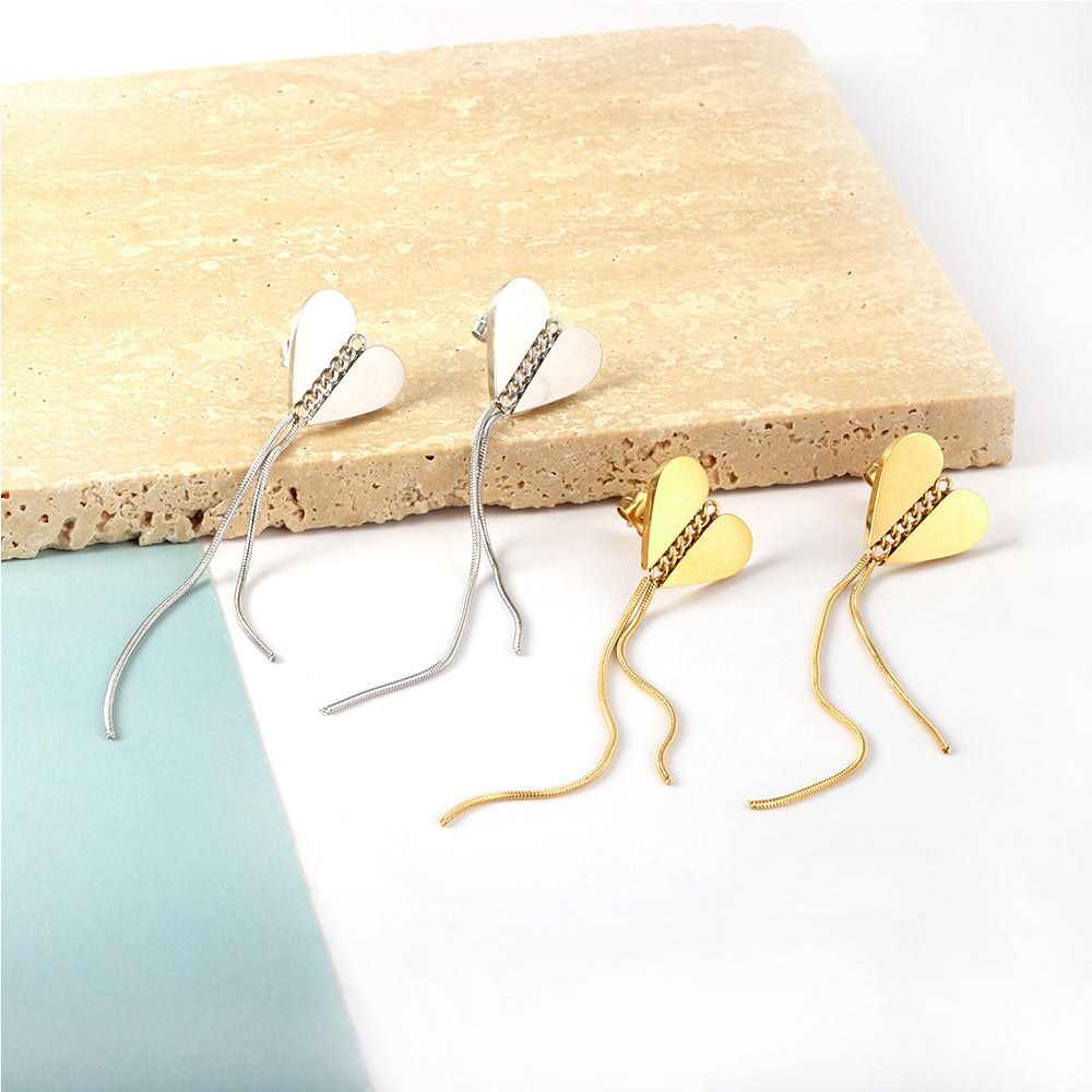 Swaying Heart Gold Earrings