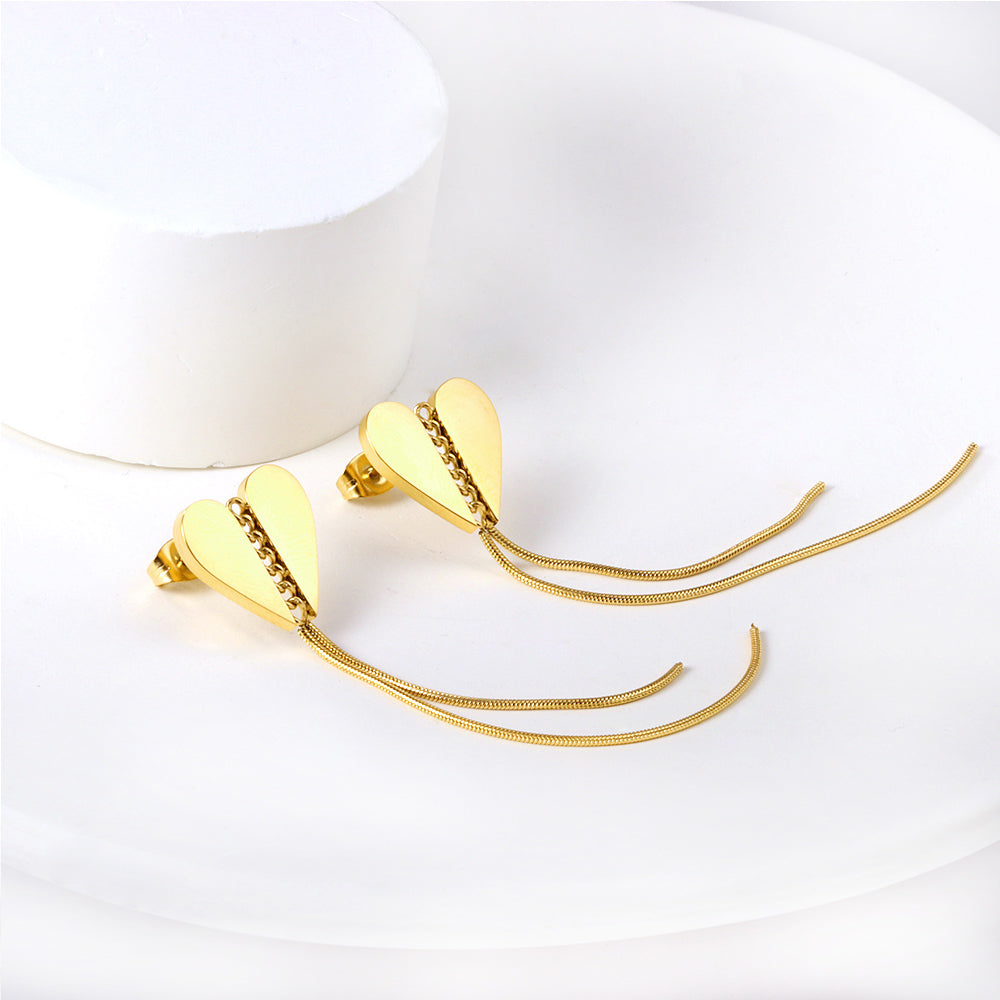 Swaying Heart Gold Earrings